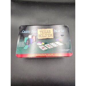 New Texas Hold'em Poker Set 200 Chips Rack Poker Mat 2 Decks‎ Cards Instructions